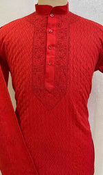 Load image into Gallery viewer, Men's Lucknowi Handcrafted Cotton Chikankari Kurta - HONC084821