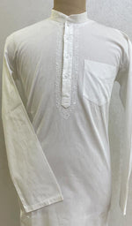 Load image into Gallery viewer, Men's Lucknowi Handcrafted Cotton Chikankari Kurta - HONC078934