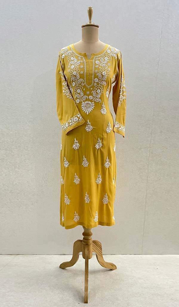 Haniya Women's Lucknowi Handcrafted Modal Cotton Chikankari Kurti - HONC0101566