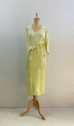 将图像加载到图库查看器中, Neha Women's Lucknowi Handcrafted Modal Cotton Chikankari Angrakha Dress - HONC0102808