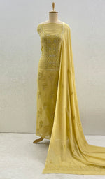 Load image into Gallery viewer, Women's Lucknowi Handcrafted Viscose Georgette Chikankari Suit Material - HONC087615