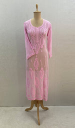 Load image into Gallery viewer, Women's Lakhnavi Handcrafted Viscose Georgette Chikankari Kurti - HONC039995