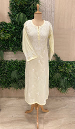 Load image into Gallery viewer, Women's Lucknowi Handcrafted Mul Cotton Chikankari Kurti - HONC0105890