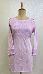 将图像加载到图库查看器中, Lakhnavi 手工制作的 Chikankari 棉质上衣 - HONC0111291