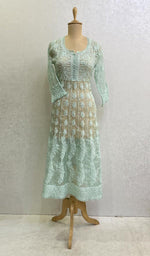 将图像加载到图库查看器中, Women's Lakhnavi Handcrafted Organza Chikankari Kurti - HONC0111265