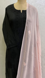 将图像加载到图库查看器中, 勒克瑙手工制作粘胶乔其纱 Chikankari Dupatta - Honc095695