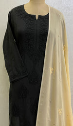 Load image into Gallery viewer, لکھنؤی ہاتھ سے تیار کردہ ویزکوز جارجٹ چکنکاری دوپٹہ - Honc095696