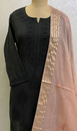 Load image into Gallery viewer, Women's Lakhnavi Handcrafted Chanderi Silk Chikankari Dupatta - Honc0116508