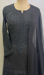 Load image into Gallery viewer, Women's Lucknowi Handcrafted Viscose Georgette Chikankari Kurta Palazzo With Dupatta Set - HONC0113552