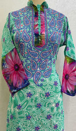 Load image into Gallery viewer, Women's Lakhnavi Handcrafted Faux-Georgette Chikankari Kurti - HONC070374