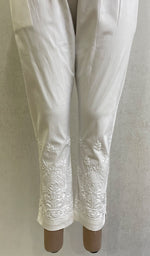 Load image into Gallery viewer, Women's Lakhnavi Handcrafted Cotton Chikankari Pant - HONC096656