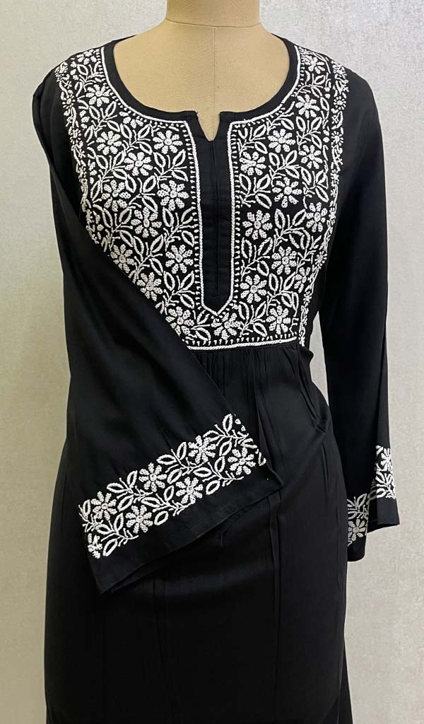 Lucknowi Handcrafted Modal Cotton Chikankari Dress - HONC0126843