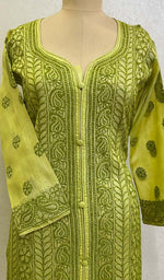 Load image into Gallery viewer, Women's Lakhnavi Handcrafted Tussar Silk Chikankari Kurti - HONC0109229