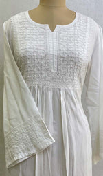 将图像加载到图库查看器中, Women's Lucknowi Handcrafted Modal Cotton Chikankari Dress - HONC0126837
