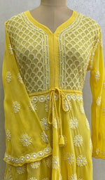 Load image into Gallery viewer, Women's Lakhnavi Handcrafted Faux-Georgette Chikankari  Anarkali Dress - HONC002549