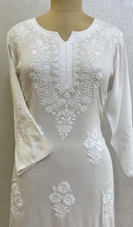 将图像加载到图库查看器中, Women's Lucknowi Handcrafte Modal Cotton Chikankari Kurti - HONC0124546