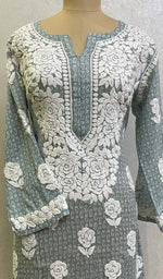 Load image into Gallery viewer, Women's Lucknowi Printed Handcrafted Cotton Chikankari Kurti - HONC0130544