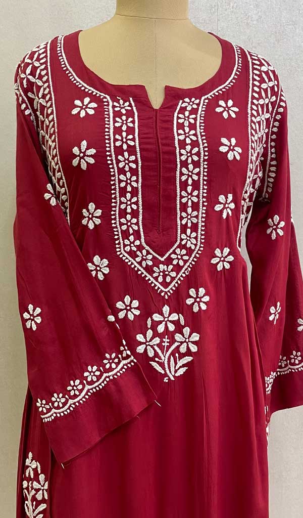 Sifa Women's Lucknowi Handcrafted Modal Cotton Chikankari Gown - HONC0122092