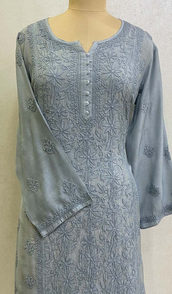 Lucknowi Handcrafted Muslin Chikankari Kurti - HONC0127591