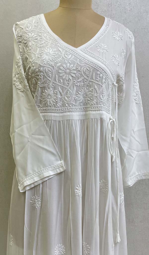Women's Lucknowi Handcrafted Modal Cotton Chikankari Angrakha - HONC0127187