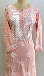 将图像加载到图库查看器中, Lucknowi 手工纯棉 Chikankari Kurti - HONC0133772