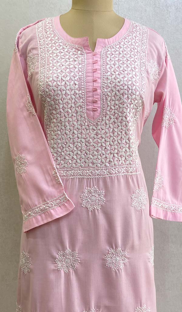 Tayeba Women's Lucknowi Handcrafted Mul Cotton Chikankari Kurti - HONC0133707