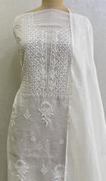 Load image into Gallery viewer, Women's Lakhnavi Handcrafted Kota Cotton Chikankari Kurta And Dupatta Set- Honc0126029