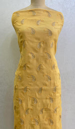 Load image into Gallery viewer, Women's Lakhnavi Handcrafted Chanderi Silk Chikankari Unstitched Kurti Fabric - Honc0882106