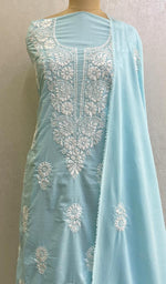 Load image into Gallery viewer, لکھنوی ہاتھ سے تیار کردہ کاٹن چکنکاری کرتہ دوپٹہ کے کپڑے کے ساتھ - Honc0136581