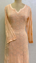 将图像加载到图库查看器中, 勒克瑙手工制作的平纹细布 Chikankari Kurti - HONC0115878