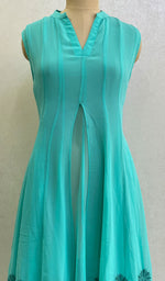 将图像加载到图库查看器中, sabia Women's Lakhnavi Handcrafted Faux-Georgette Chikankari Dress - HONC0137230