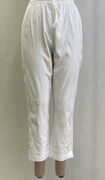 Load image into Gallery viewer, Women's Lucknowi Handcrafted Linen Cotton Chikankari Pant - HONC0137050