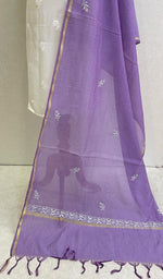 Load image into Gallery viewer, Women's Lakhnavi Handcrafted Chanderi Silk Chikankari Dupatta - Honc0108746