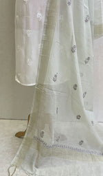 Load image into Gallery viewer, Women's Lakhnavi Handcrafted Chanderi Silk Chikankari Dupatta - Honc0108758