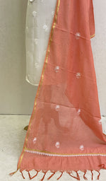 Load image into Gallery viewer, Women's Lakhnavi Handcrafted Chanderi Silk Chikankari Dupatta - Honc0108743