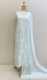 将图像加载到图库查看器中, Women's Lakhnavi Handcrafted Cotton Chikankari Kurta And Dupatta Set- HONC0146073