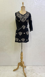 将图像加载到图库查看器中, Women's Lakhnavi Handcrafted Modal Cotton Chikankari Top -HONC0159359
