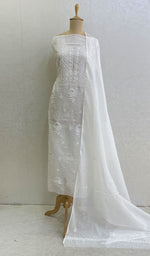 Load image into Gallery viewer, Women's Lakhnavi Handcrafted Kota Cotton Chikankari Kurta And Dupatta Set- Honc0126029