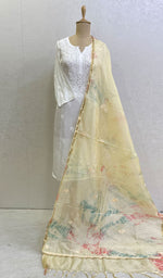 Load image into Gallery viewer, Women's Lakhnavi Handcrafted Kota Chanderi Chikankari Dupatta - Honc0108732