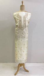Load image into Gallery viewer, Lucknowi Handcrafted Chanderi Silk Chikankari Unstitched Men's Kurta Fabric - HONC0186276