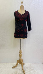 Load image into Gallery viewer, Women's Lakhnavi Handcrafted Modal Cotton Chikankari Top - HONC0159379