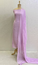 Load image into Gallery viewer, Women's Lucknowi Handcrafted Viscose Georgette Chikankari Suit Material- Honc0101962