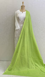 将图像加载到图库查看器中, 勒克瑙手工制作的棉质 Chikankari Dupatta - Honc084579