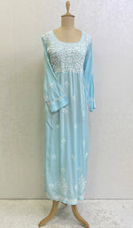 Load image into Gallery viewer, Women's Lucknowi Handcrafted Modal Cotton Chikankari Gown - HONC09530