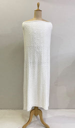 将图像加载到图库查看器中, Lucknowi Handcrafted Pure Georgette Chikankari Unstitched Men's Kurta Fabric - HONC0160776