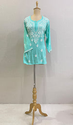 Load image into Gallery viewer, Women's Lakhnavi Handcrafted Modal Cotton Chikankari Top - HONC0220313