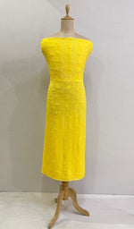 将图像加载到图库查看器中, Lucknowi Handcrafted Viscose Georgette Chikankari Unstitched Men's Kurta Fabric - HONC0228238