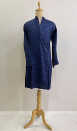 Load image into Gallery viewer, Men's Faux-Georgette Hakoba Kurta - HONC0188717