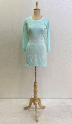 将图像加载到图库查看器中, Lucknowi 手工粘胶乔其纱 Chikankari 上衣 - HONC0133210