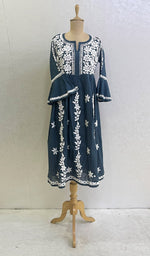 Load image into Gallery viewer, Women's Lucknowi Handcrafted Cotton Chikankari Dress - HONC0114359